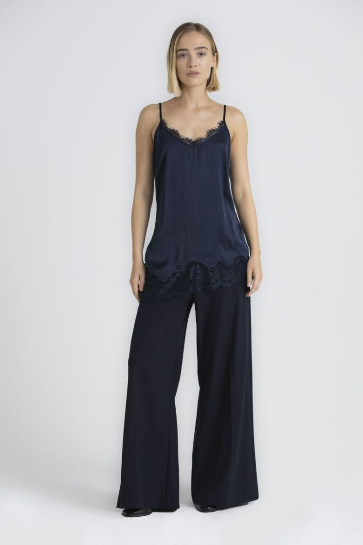 SATIN LACE TOP 2660 NAVY