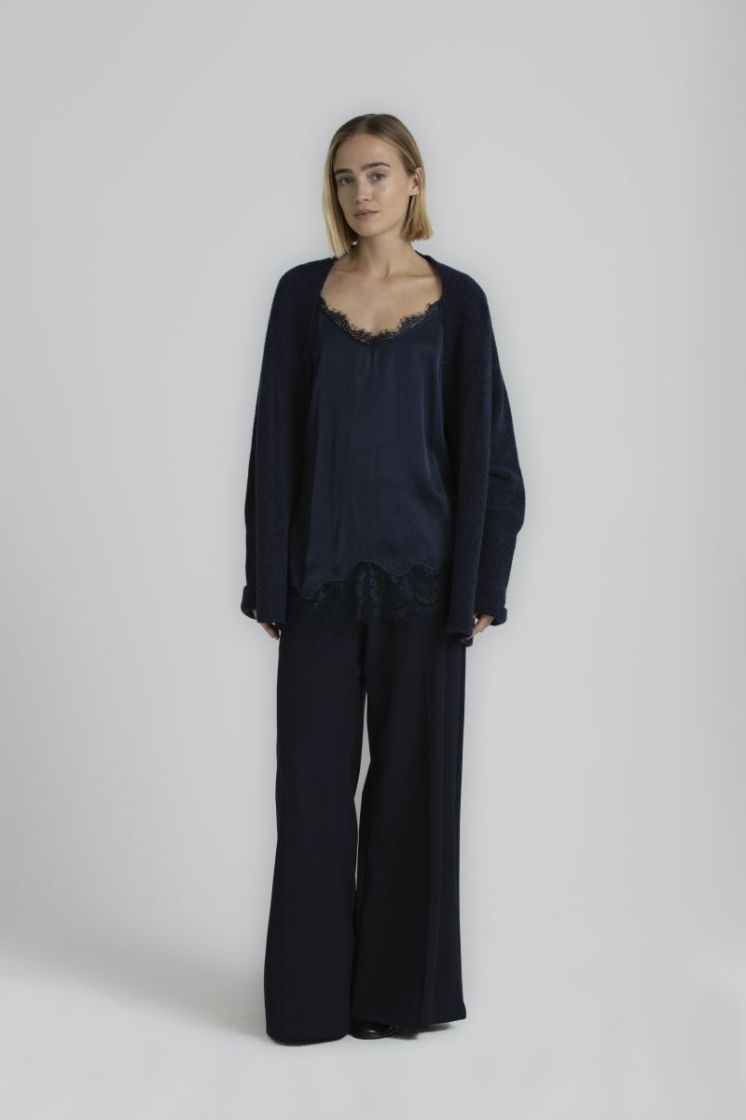 SATIN LACE TOP 2660 NAVY