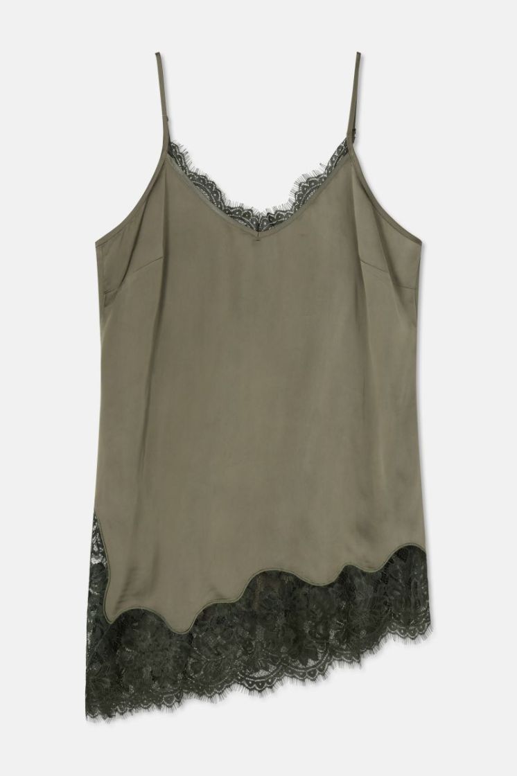 SATIN LACE TOP 2580 KHAKI