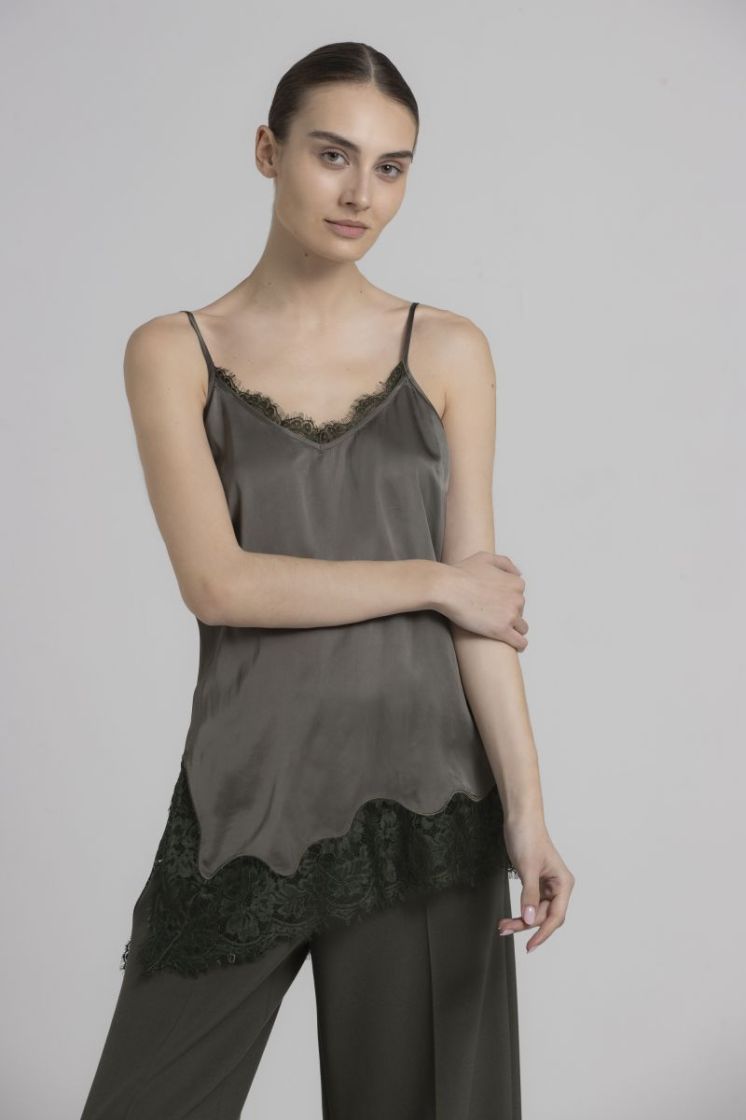 SATIN LACE TOP 2580 KHAKI