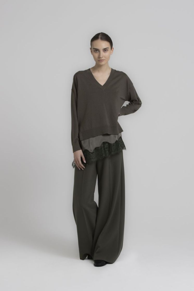 SATIN LACE TOP 2580 KHAKI