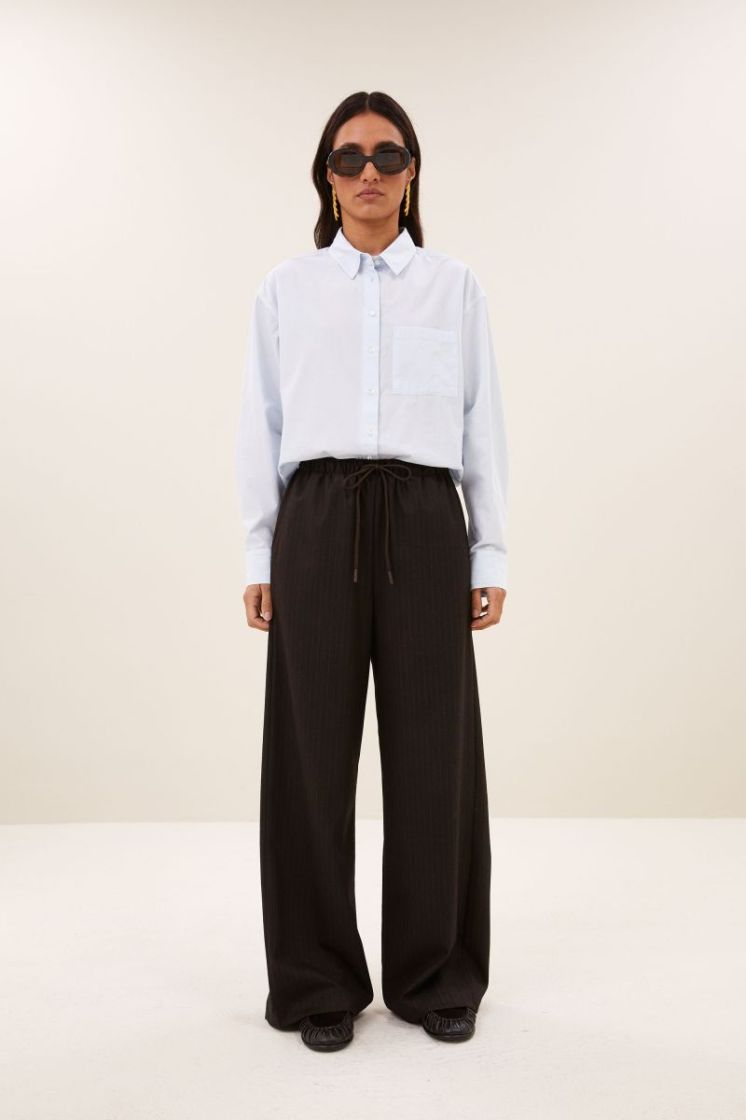 ELASTIC WAIST PINSTRIPE 1728 BROWN PINS