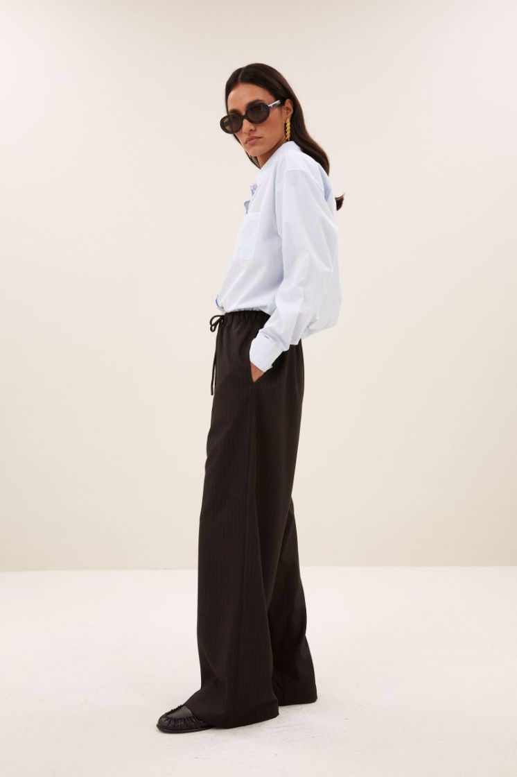 ELASTIC WAIST PINSTRIPE 1728 BROWN PINS