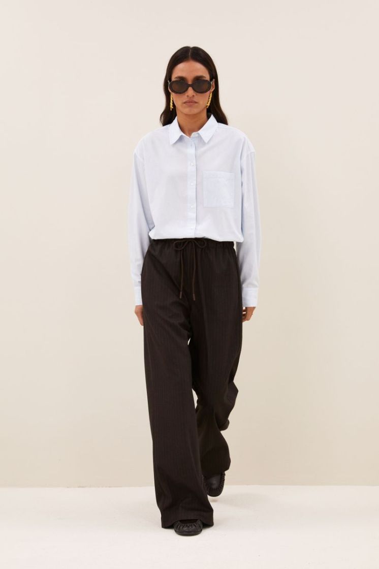 ELASTIC WAIST PINSTRIPE 1728 BROWN PINS