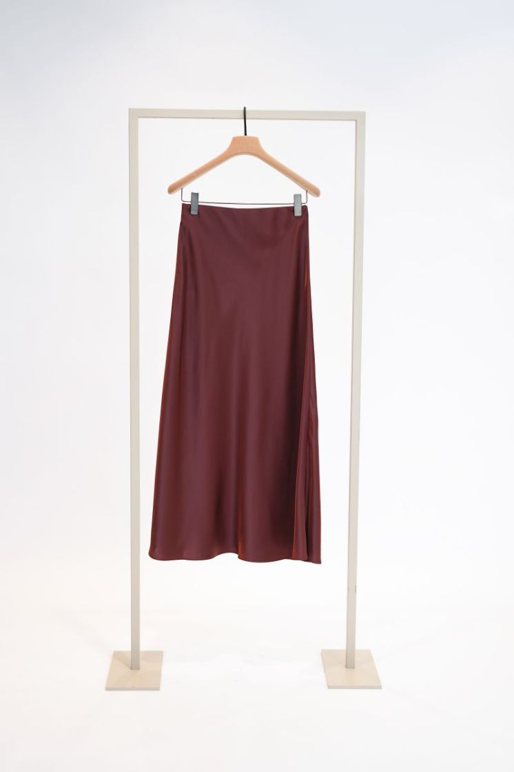 SILK LONG SKIRT 570 BURGUNDY