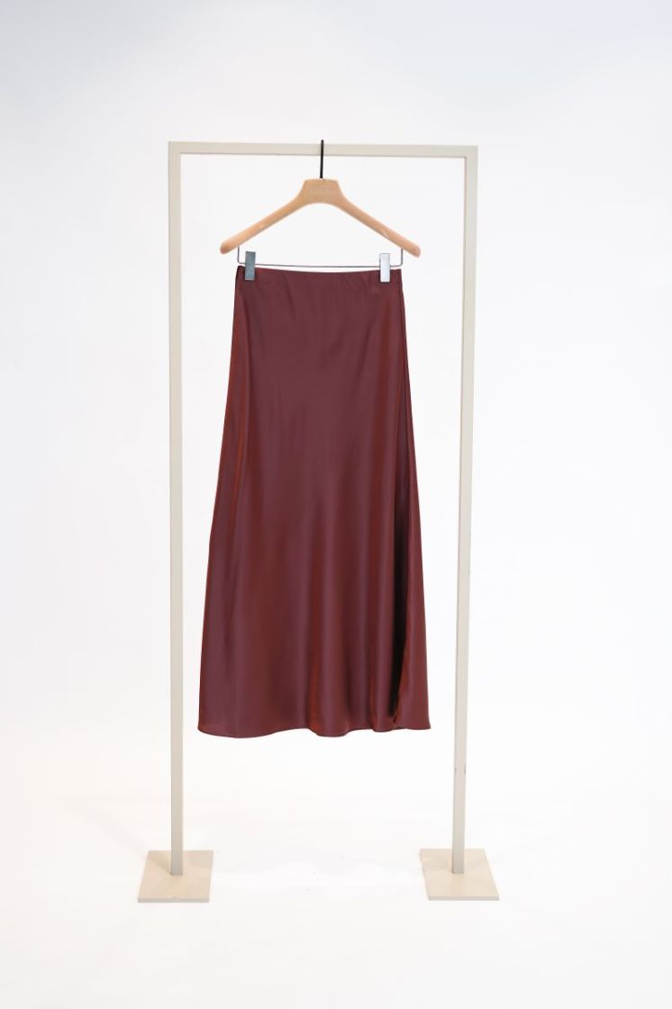 SILK LONG SKIRT 570 BURGUNDY