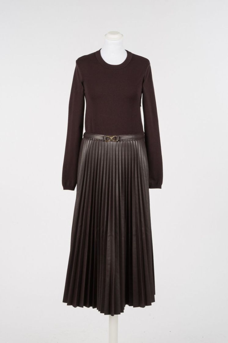 PLISSE SKIRT LONG DRESS 11946 COFFEECHO