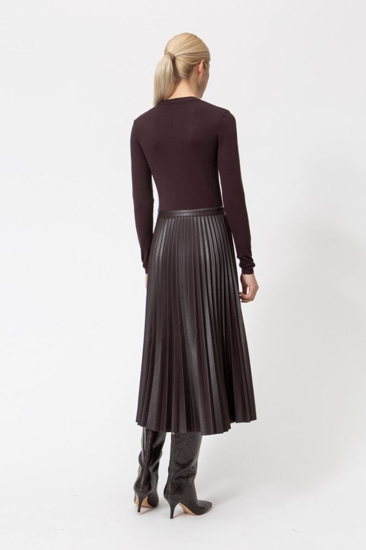 PLISSE SKIRT LONG DRESS 11946 COFFEECHO