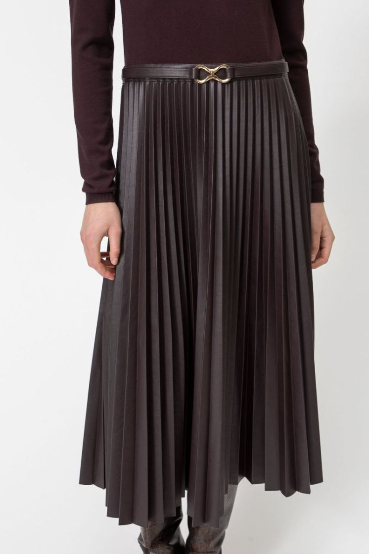 PLISSE SKIRT LONG DRESS 11946 COFFEECHO