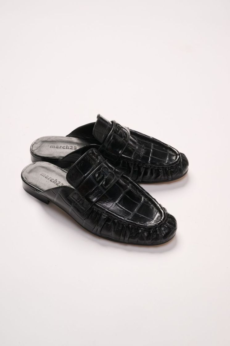 OPEN MOCASSIN CROCO BLACK CROCO