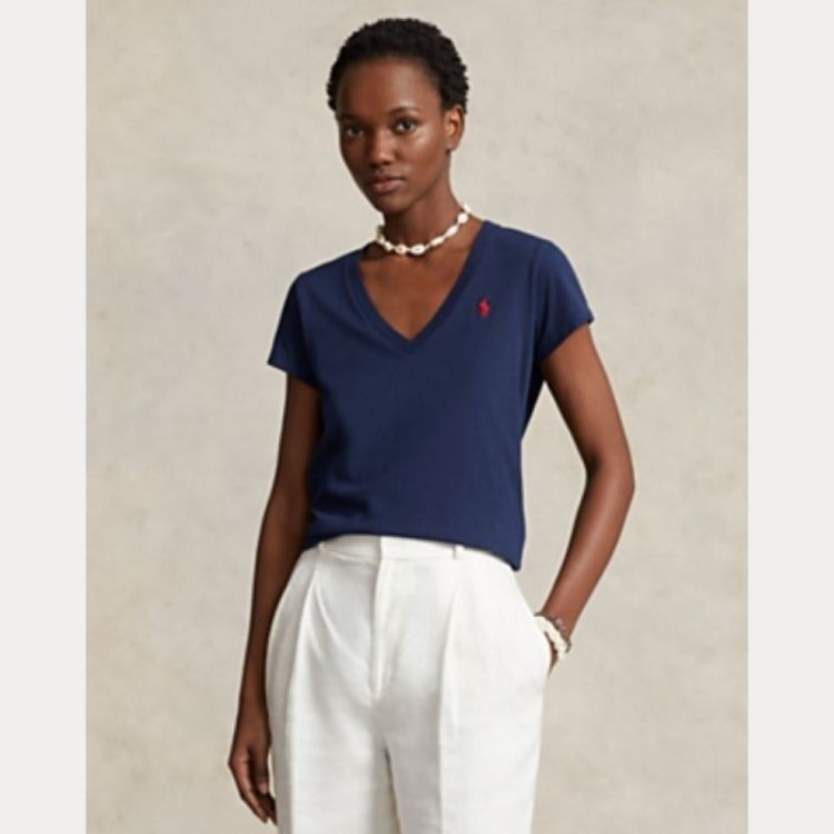 KNIT TSHIRT V NECK NAVY