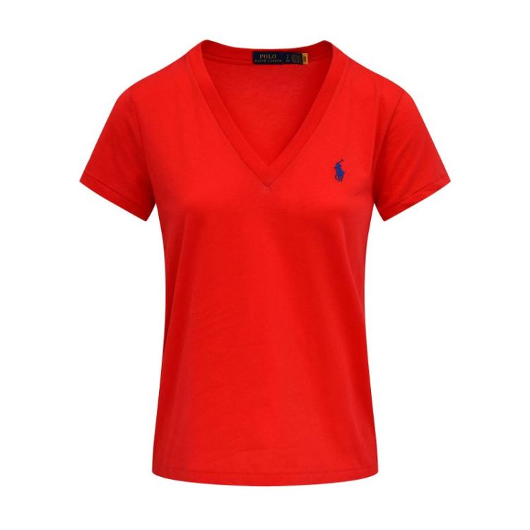 KNIT TSHIRT V NECK BRIGHT HIBISCUS