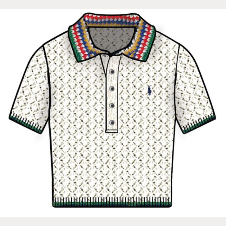 STRIPED-COLLAR POINTELLE POLO  STRIPED