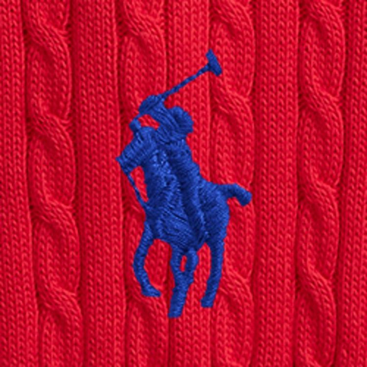 CABLE-KNIT COTTON CROPPED POLO CRUISE RED