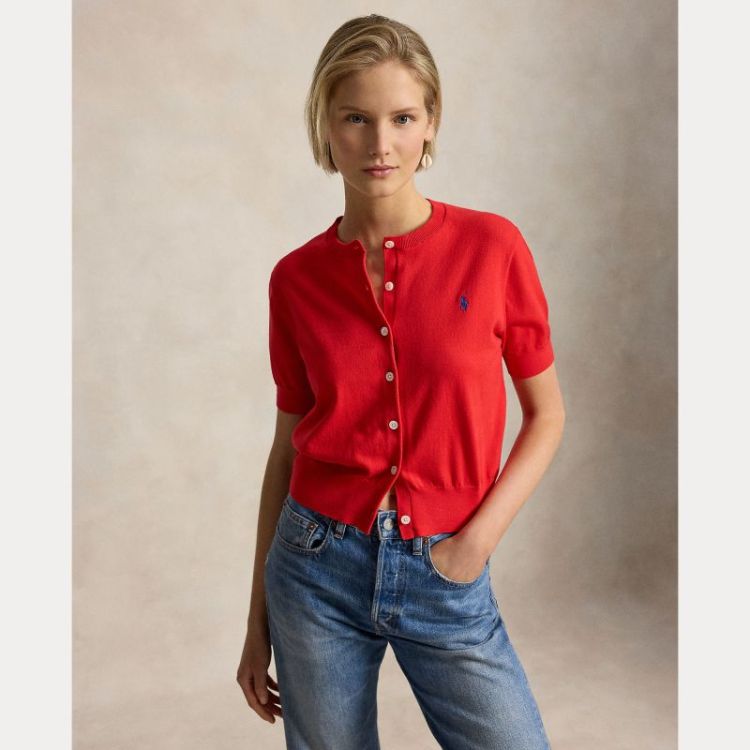 COTTON-BLEND SHORT-SLEEVE CARD PETAL ROSE