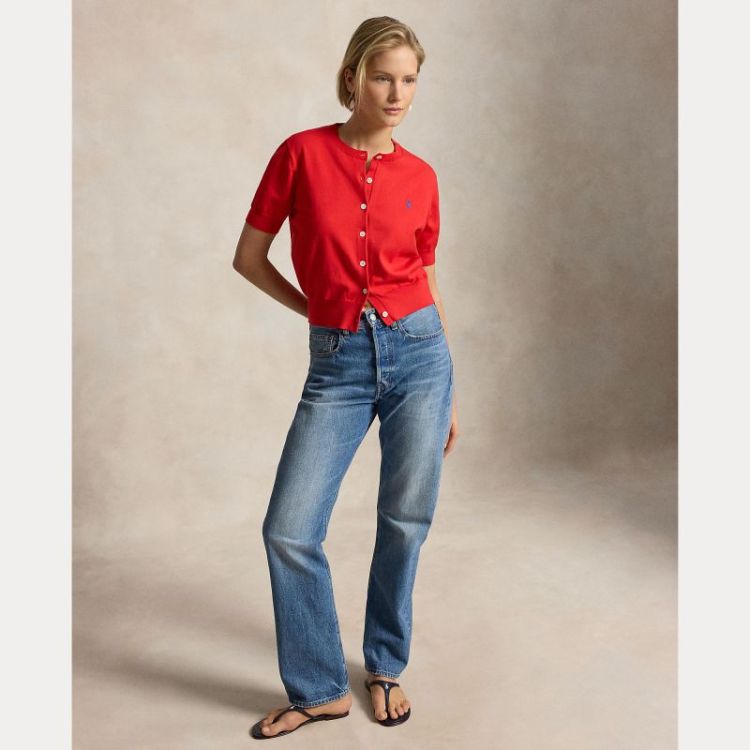 COTTON-BLEND SHORT-SLEEVE CARD PETAL ROSE