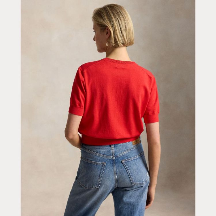 COTTON-BLEND SHORT-SLEEVE CARD PETAL ROSE