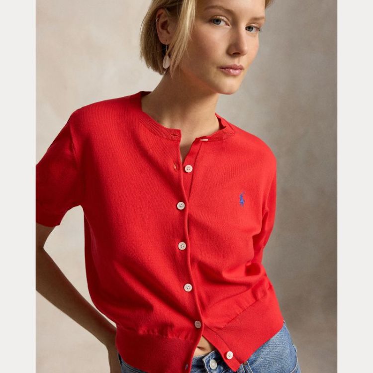 COTTON-BLEND SHORT-SLEEVE CARD PETAL ROSE