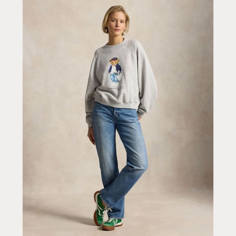 POLO BEAR LTWEIGHT FLEECE CREW LT SMOKE HEATHE