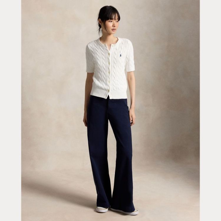 CABLE KNIT CTN SS CARDIGAN WHITE