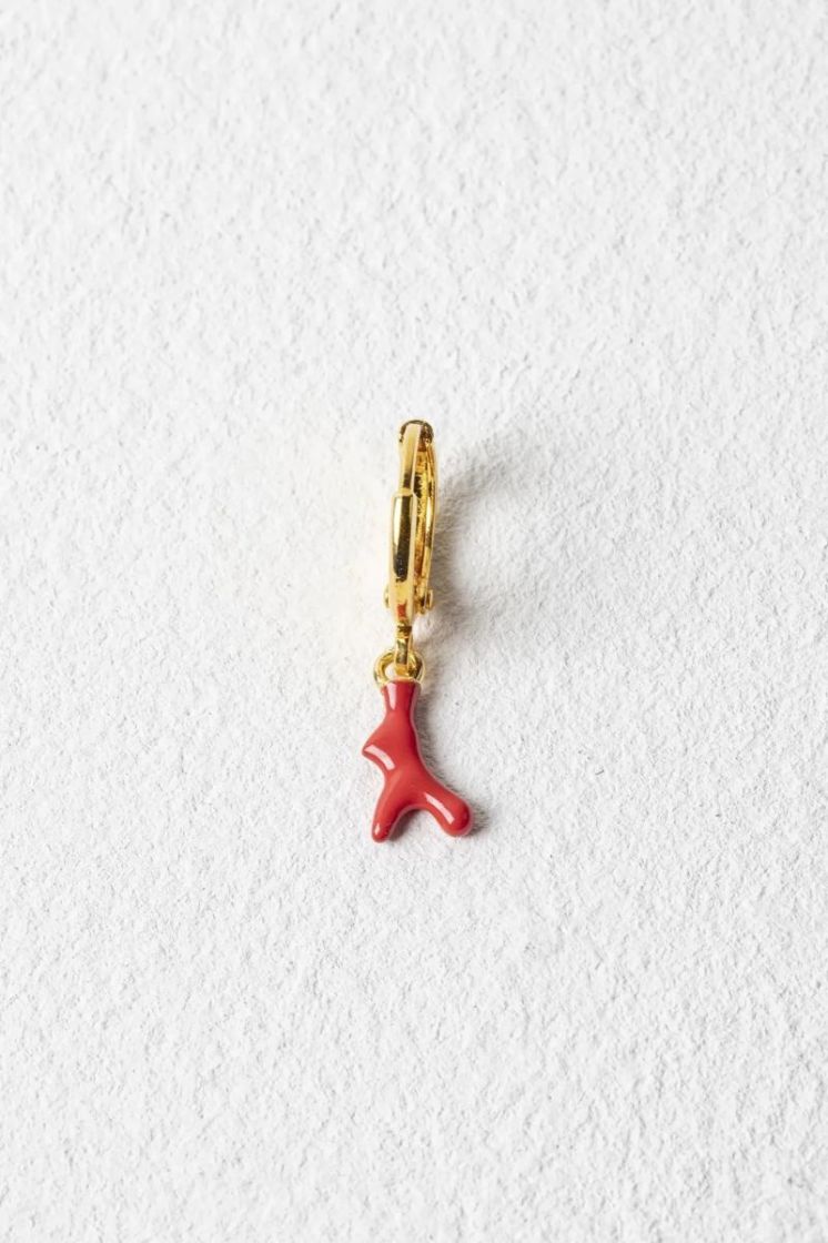 SINGLE EARRING GOLD RED