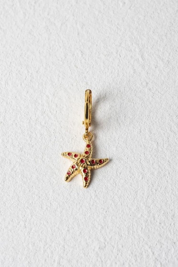 SINGLE EARRING GOLD RED