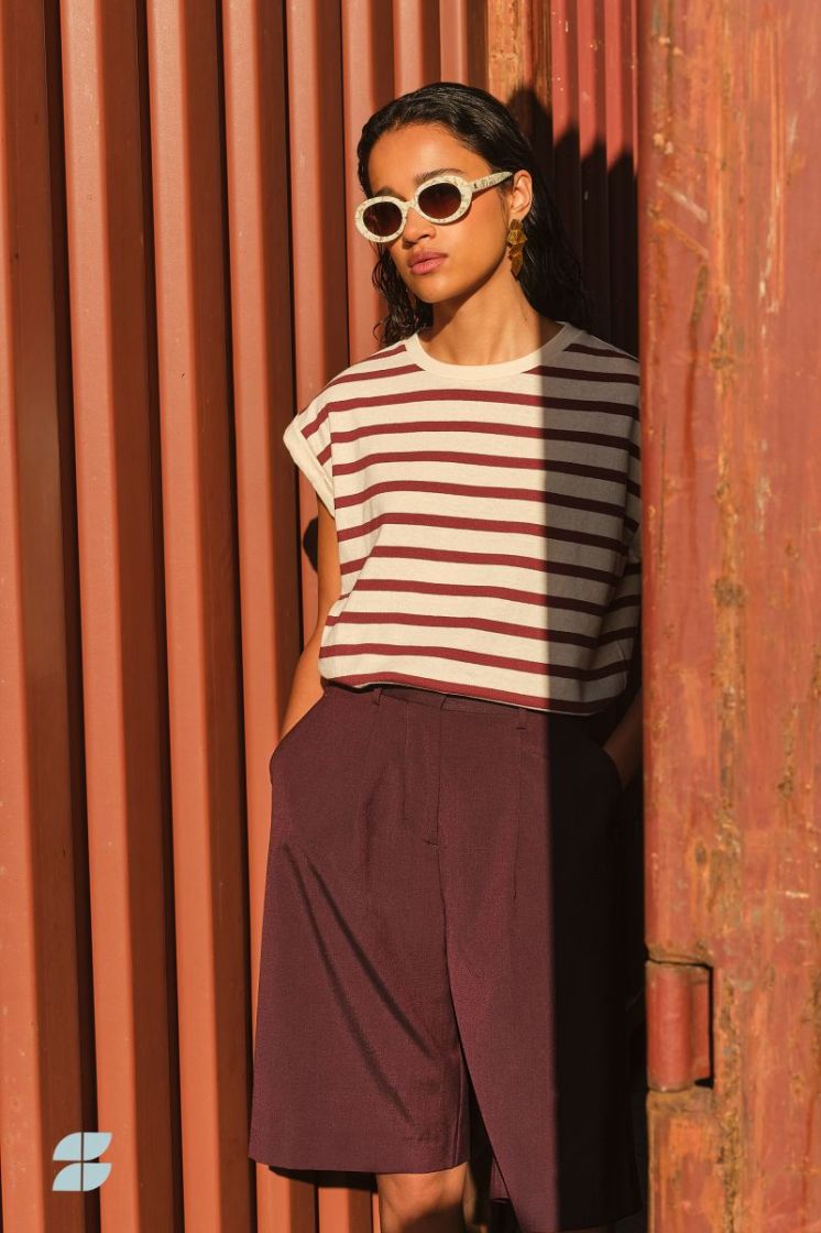 STRIPE SS BURGUNDY