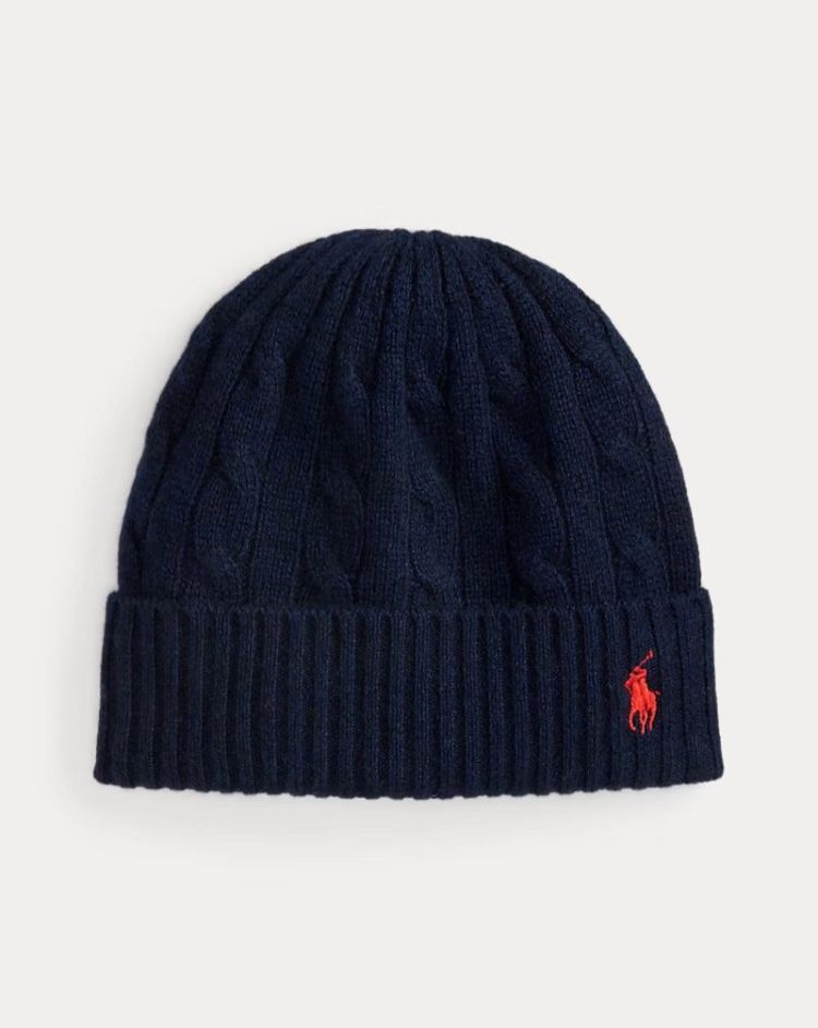 CABLE KNITTED HAT HUNTER NAVY