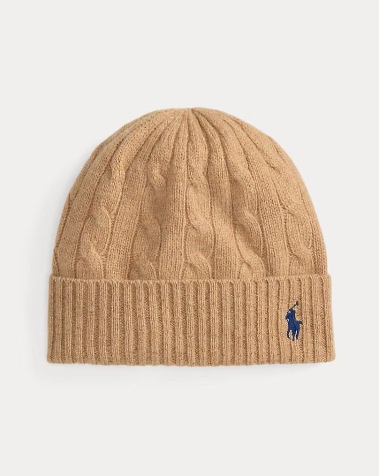 CABLE KNITTED HAT CAMEL MELANGE
