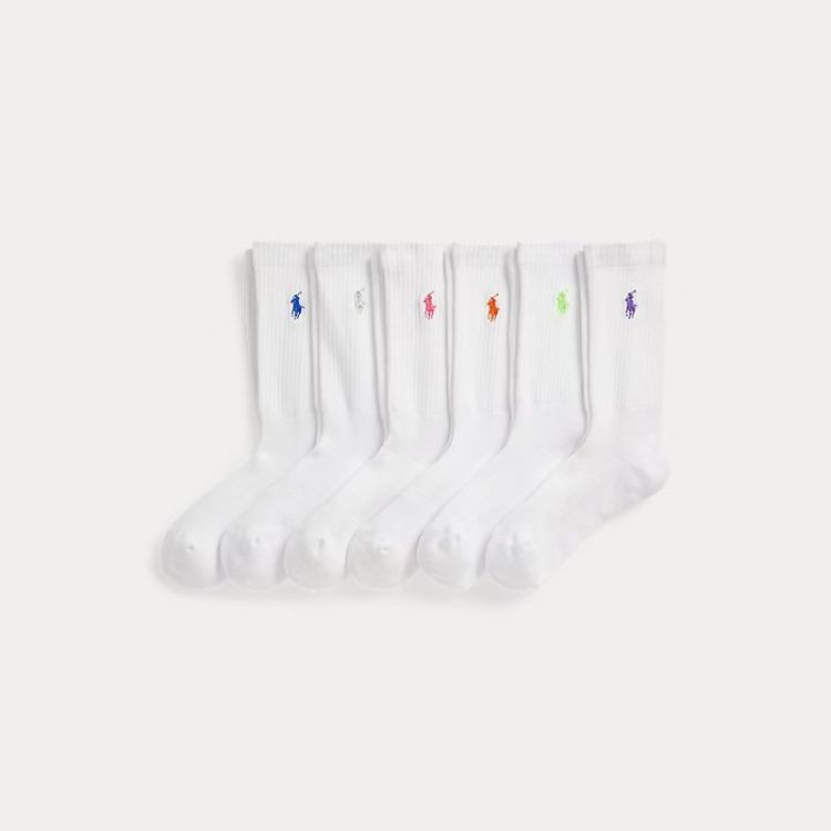 6PACK CREW SOCK WHITE ASSORT