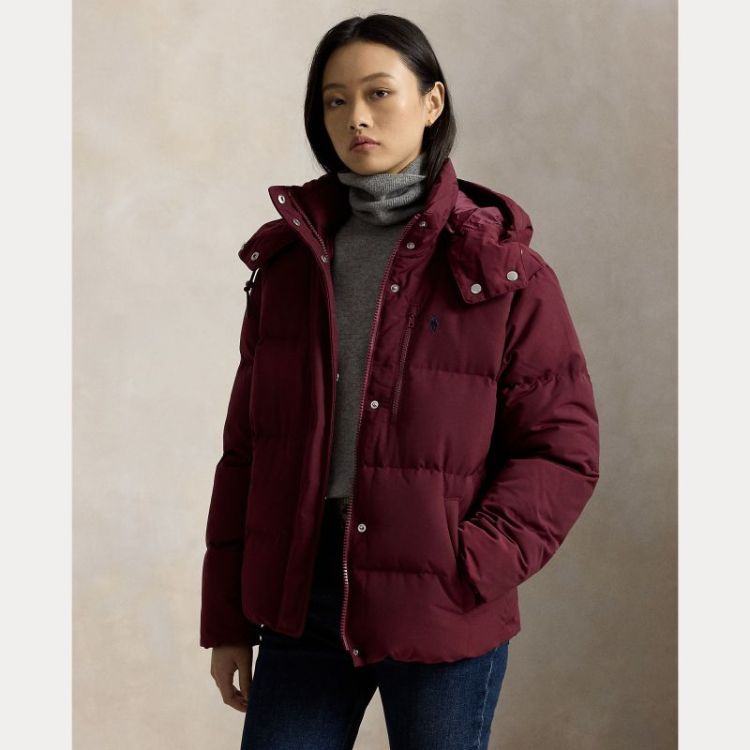 WOVEN PUFFER COAT CLASSIC WINE