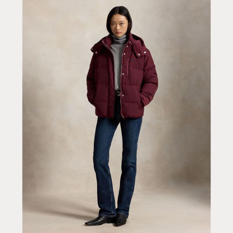 WOVEN PUFFER COAT CLASSIC WINE