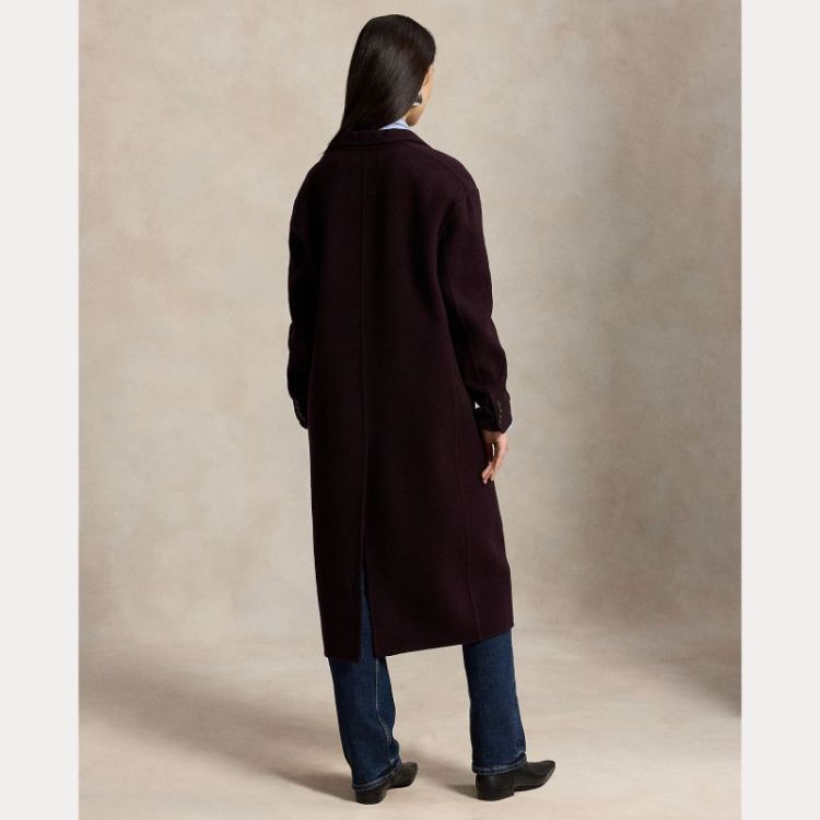 LONG WOOL WOVEN COAT MERLOT MELANGE