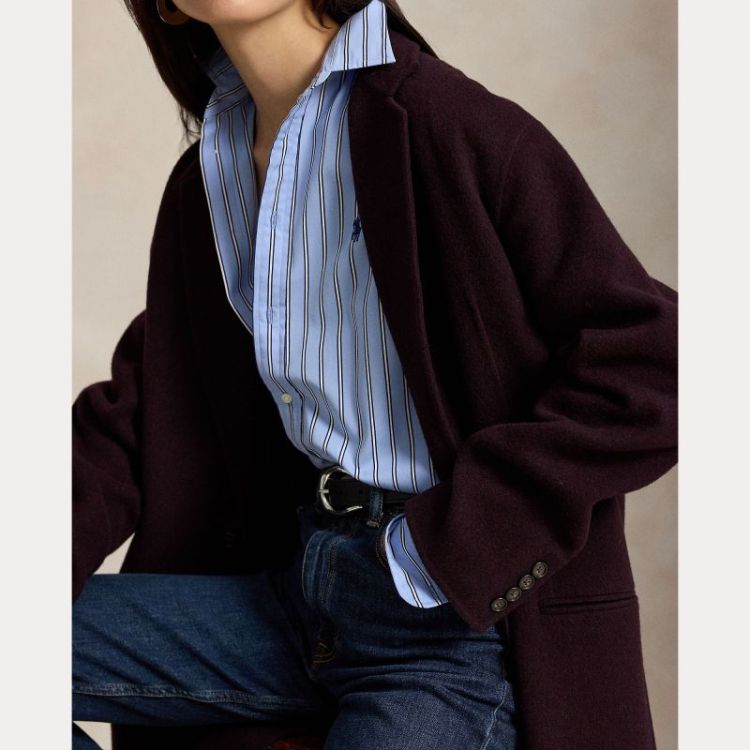 LONG WOOL WOVEN COAT MERLOT MELANGE