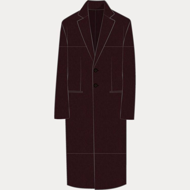 LONG WOOL WOVEN COAT MERLOT MELANGE