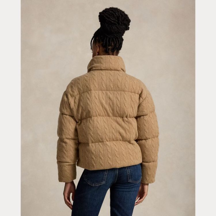 CABLE PUFFER JACKET CAMEL MELANGE