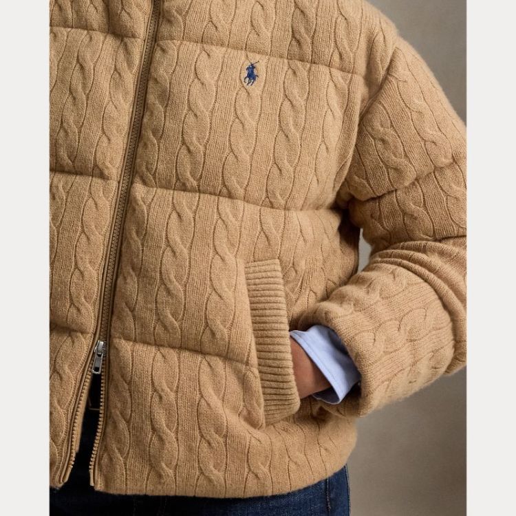 CABLE PUFFER JACKET CAMEL MELANGE