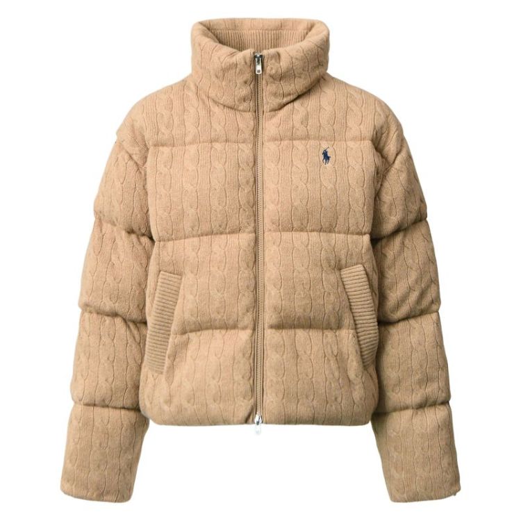 CABLE PUFFER JACKET CAMEL MELANGE