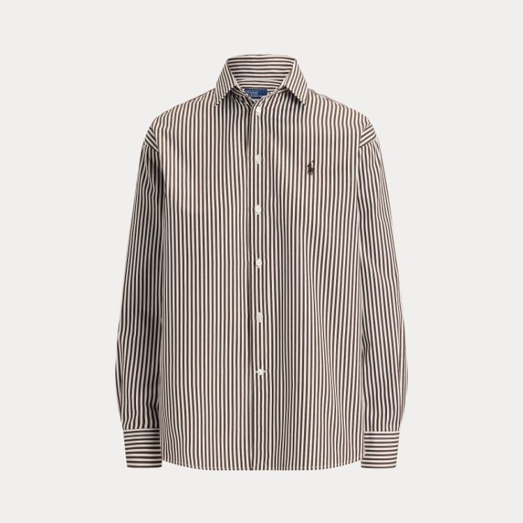 STRIPE LS BLOUSE DARKBROWN WHITE