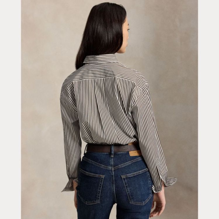 STRIPE LS BLOUSE DARKBROWN WHITE