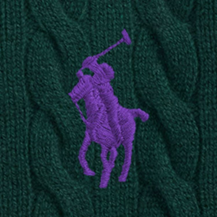 CABLE KNIT CARDI CREWNECK  COLLEGE GREEN