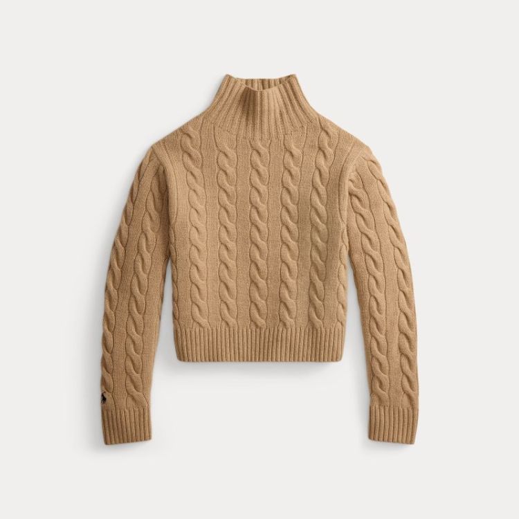 CABLE KNIT PULLOVER CAMEL MELANGE