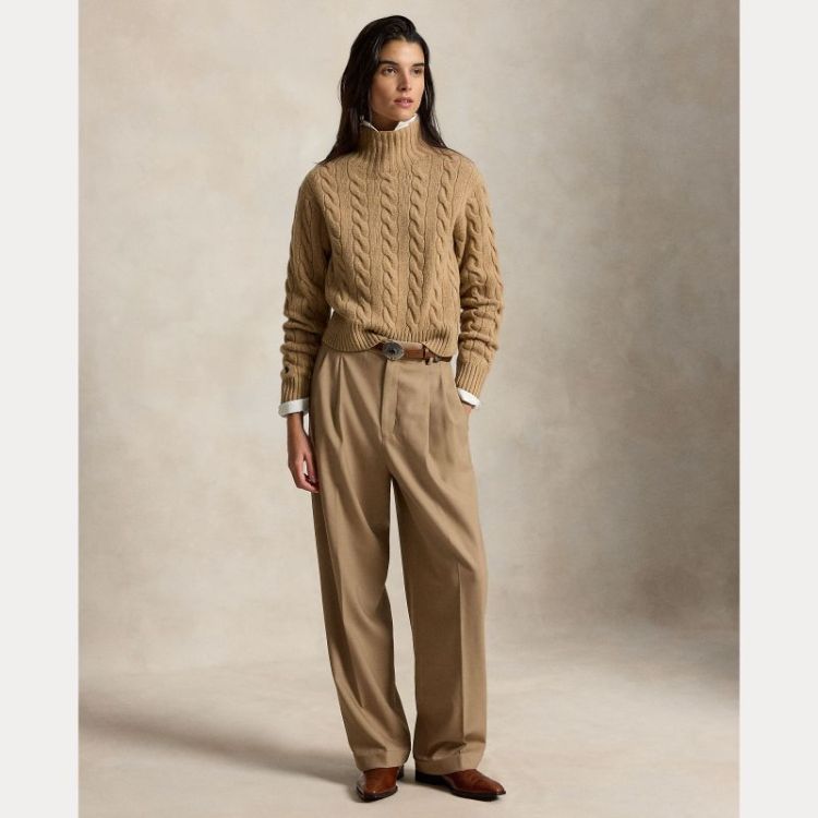 CABLE KNIT PULLOVER CAMEL MELANGE