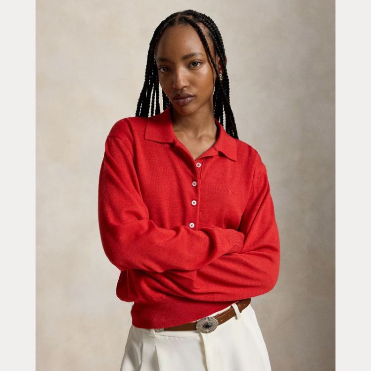 MERINO POLO COLLAR FLANDERS RED HE