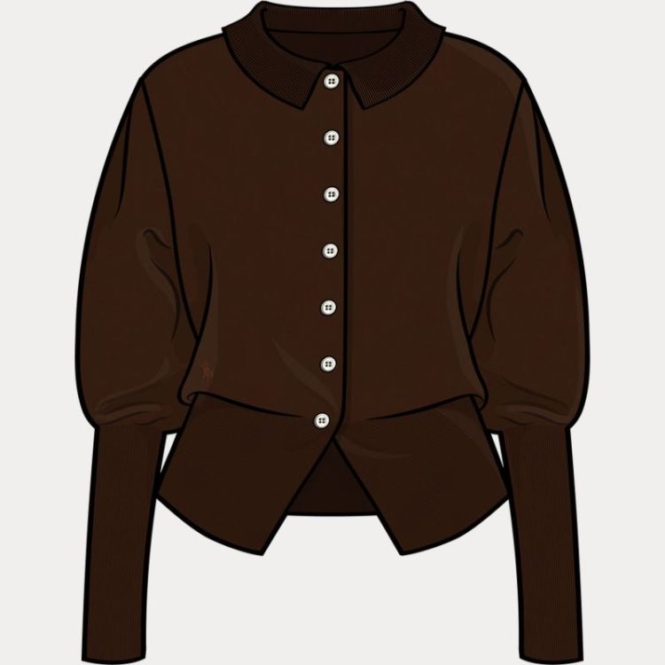 POLO COLLAR WOOL CARDIGAN DEEP CHOCOLATE 