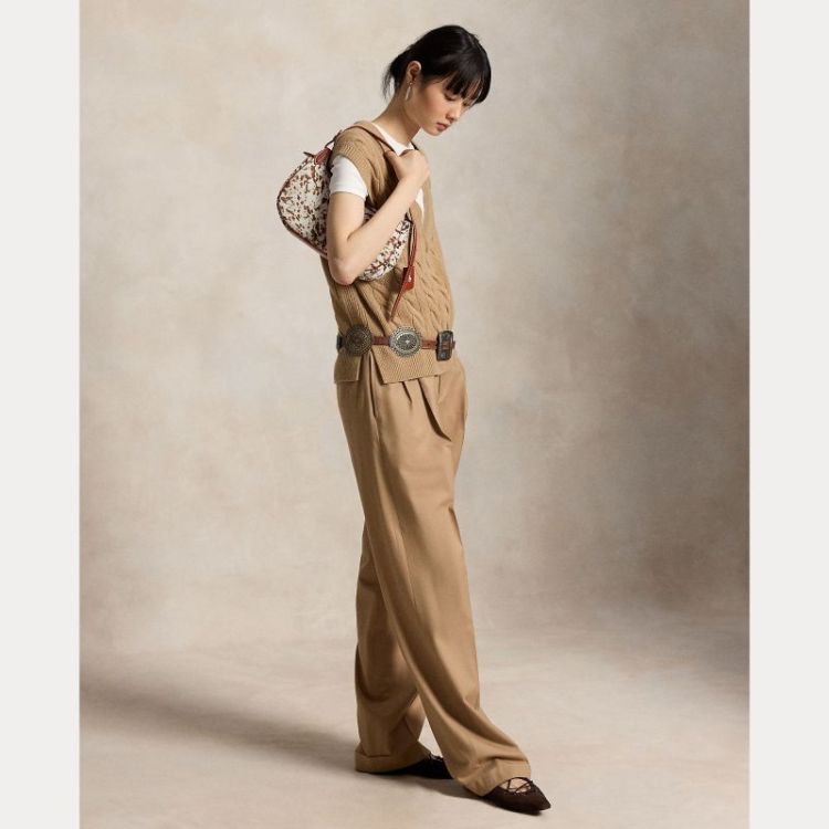 CABLE SLEEVELESS SPENCER CAMEL MELANGE