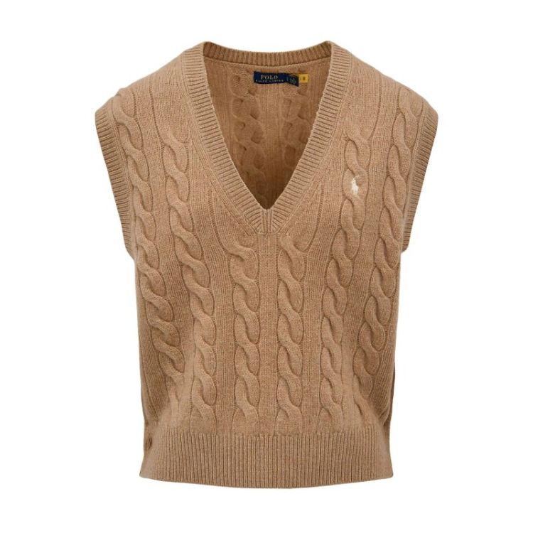 CABLE SLEEVELESS SPENCER CAMEL MELANGE