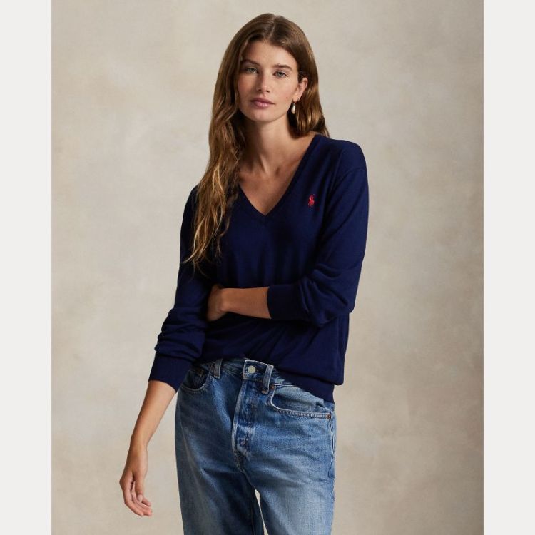 PIMA COTON V PULLOVER BRIGHT NAVY