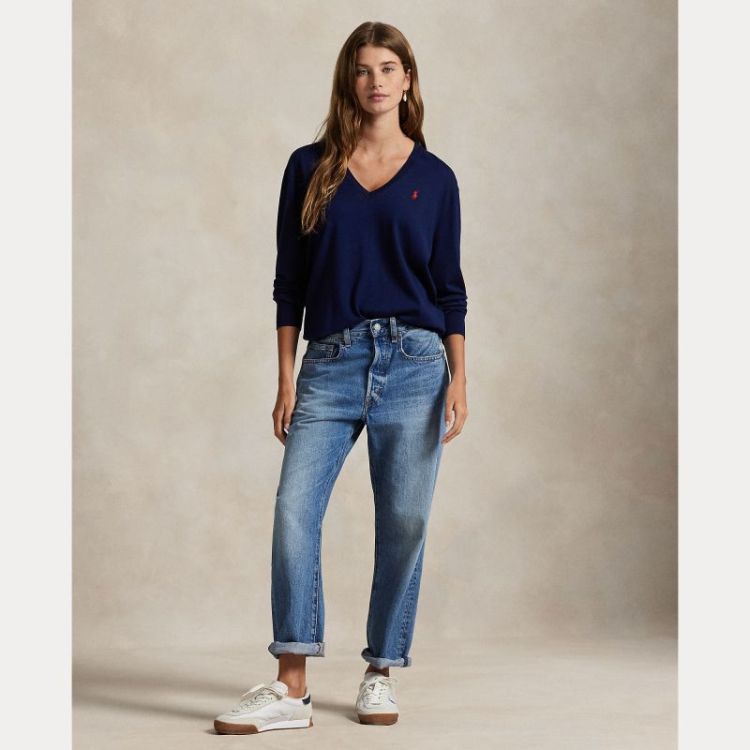 PIMA COTON V PULLOVER BRIGHT NAVY