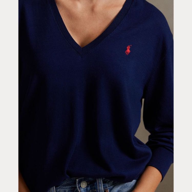 PIMA COTON V PULLOVER BRIGHT NAVY
